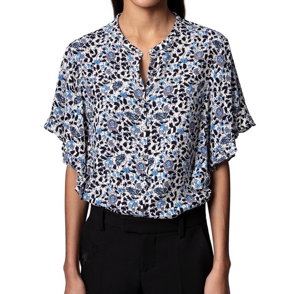 Zadig & Voltaire Tops - Zadig & Voltaire‎ Tafi Soft Flower Block Shirt Large